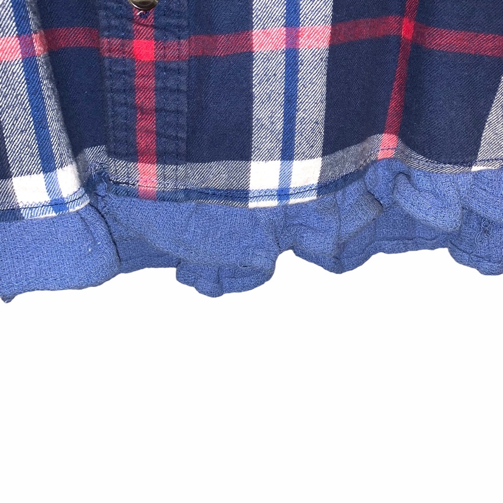 Hollister Distressed Patchwork Plaid Flannel Top M - image 5